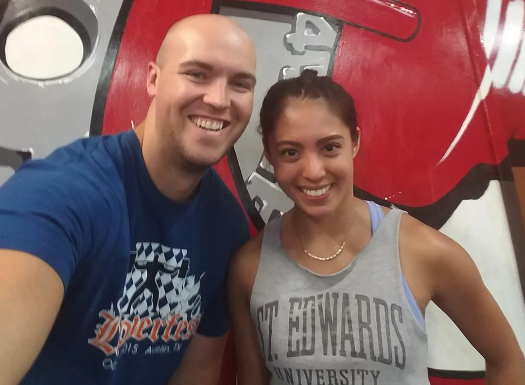Athlete of the Month with her coach