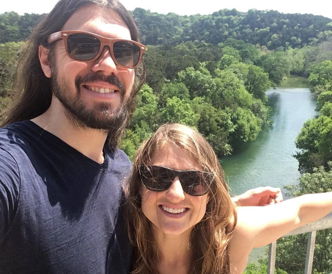 Trainer Beckie and her husband outside
