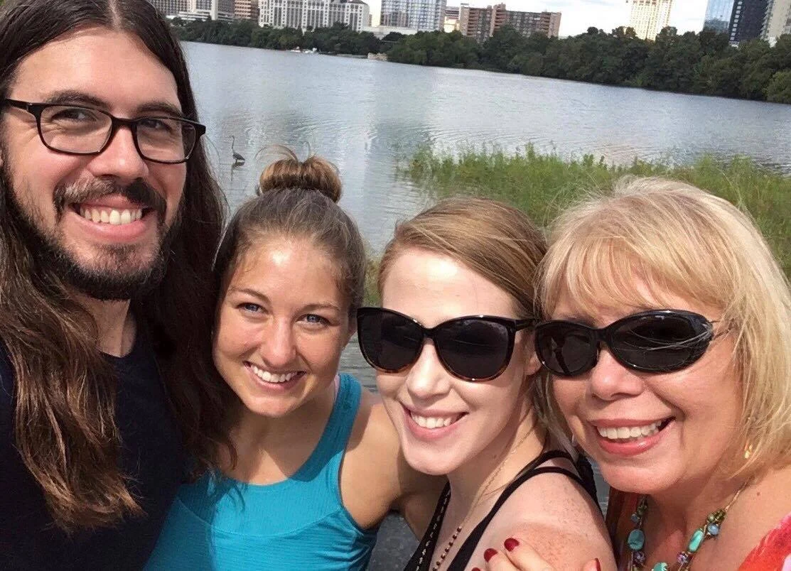 Trainer Beckie and her family outside