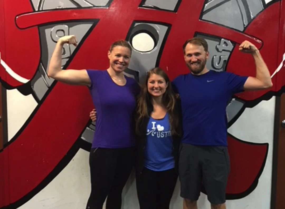 Athletes of the Month with their trainer
