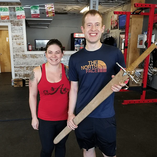 Athlete of the Month with his trainer