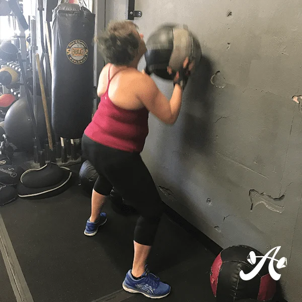 Athlete of the Month doing a wall ball