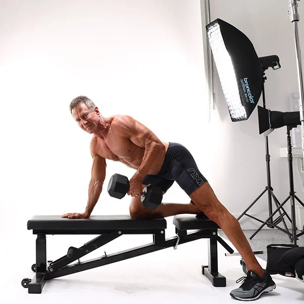 Client highlight Kent doing a dumbbell row