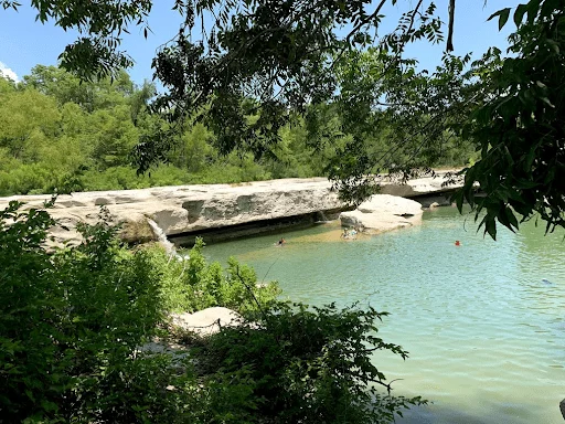 the waterfall at McKinney Falls