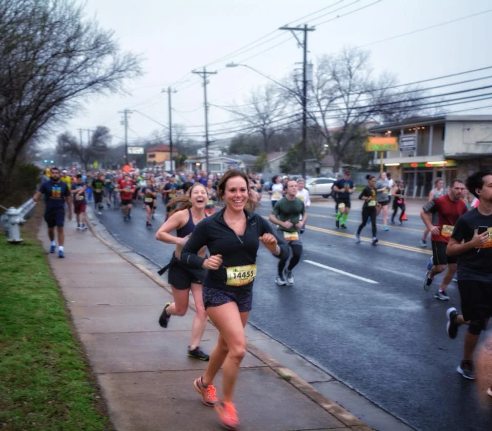 Trainers Beckie and Chelsea running in the Austin Half Marathon