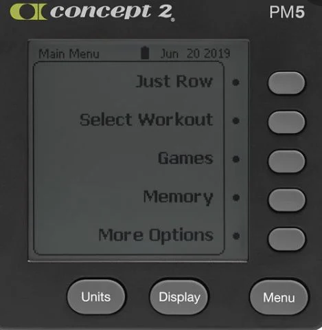 concept 2 row machine display screen