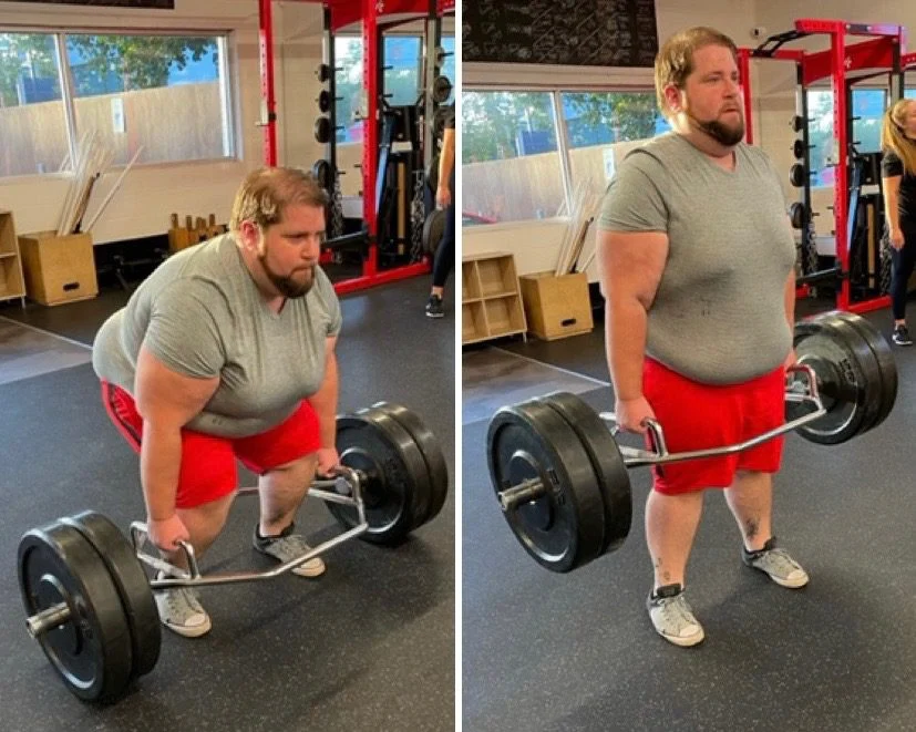 Client highlight doing a trap bar deadlift