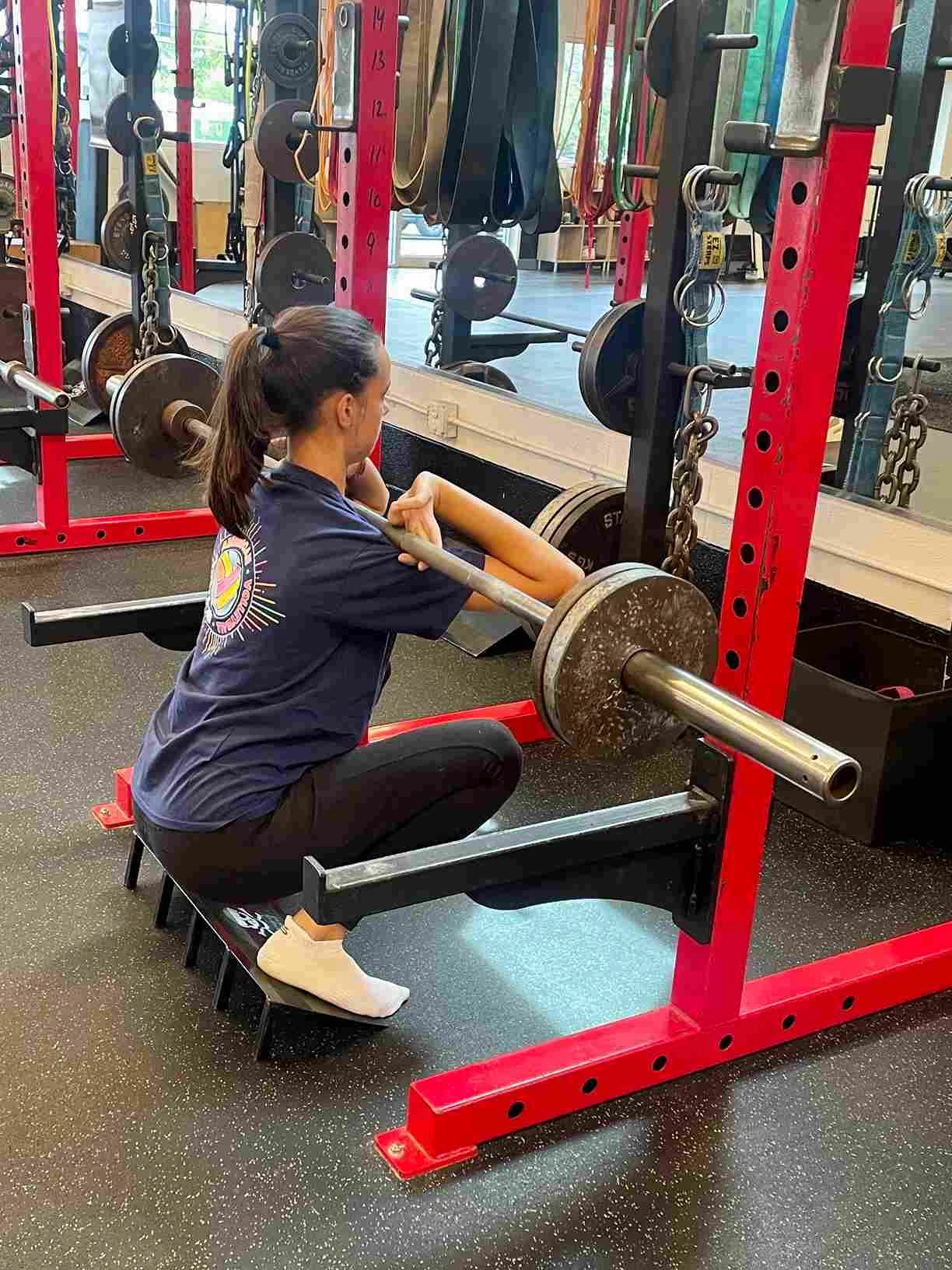 Hadley performing a front squat