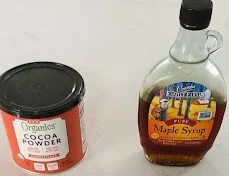 cocoa powder and maple syrup