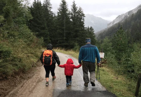A family hiking