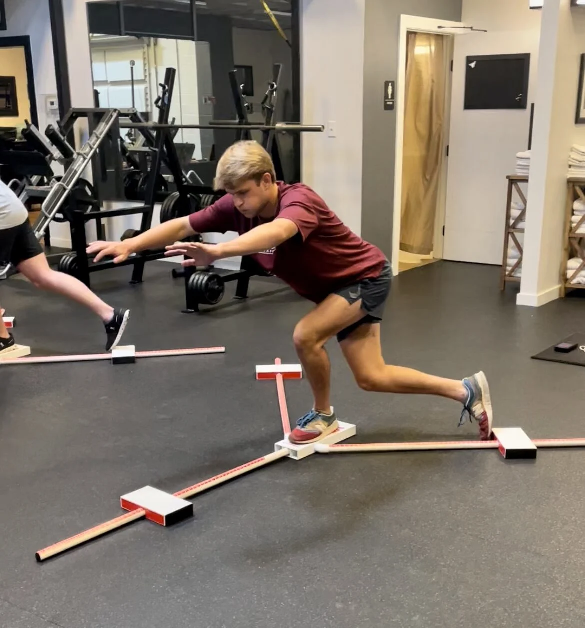 A client doing physical therapy