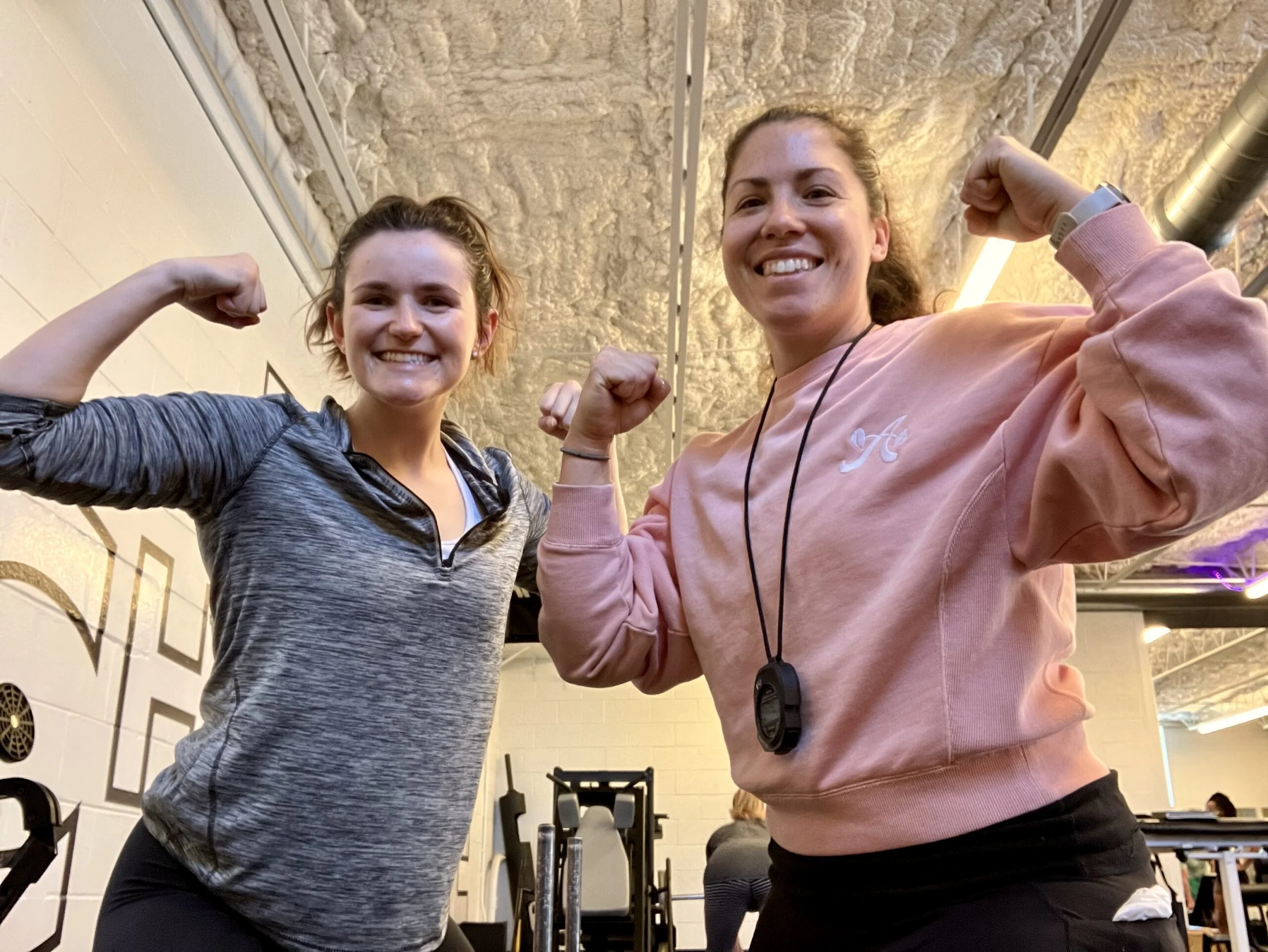 client highlight and trainer flexing
