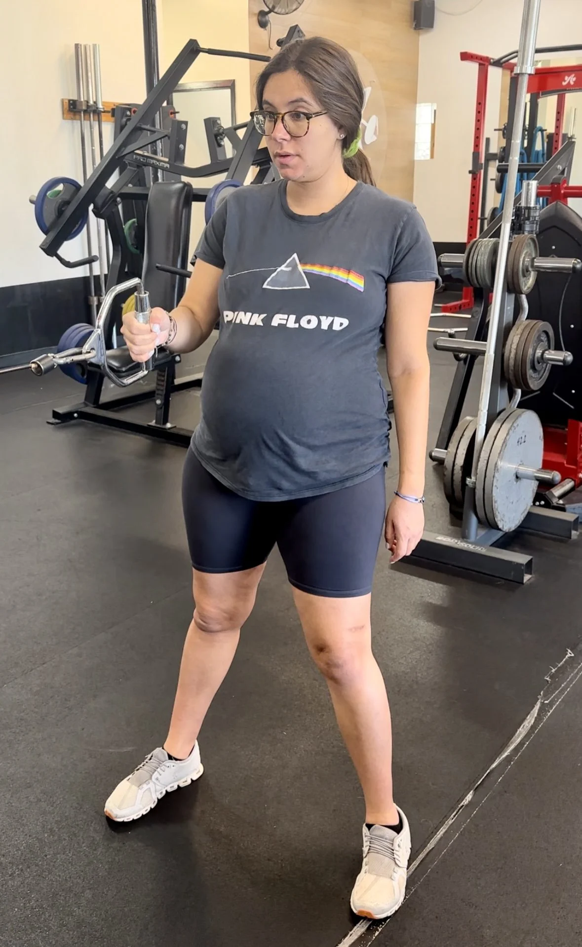 client highlight doing a cable row
