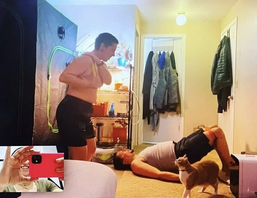 Clients working out virtually