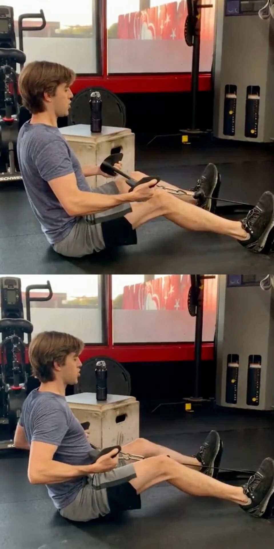 client highlight doing a seated row