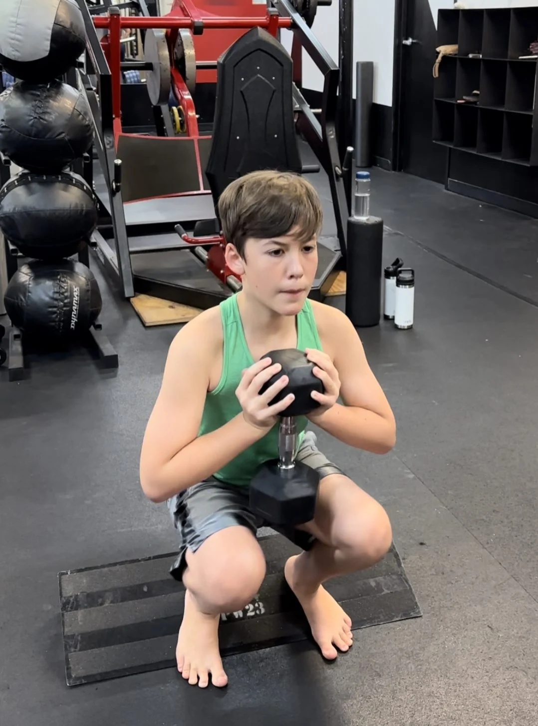 Client doing a goblet squat 