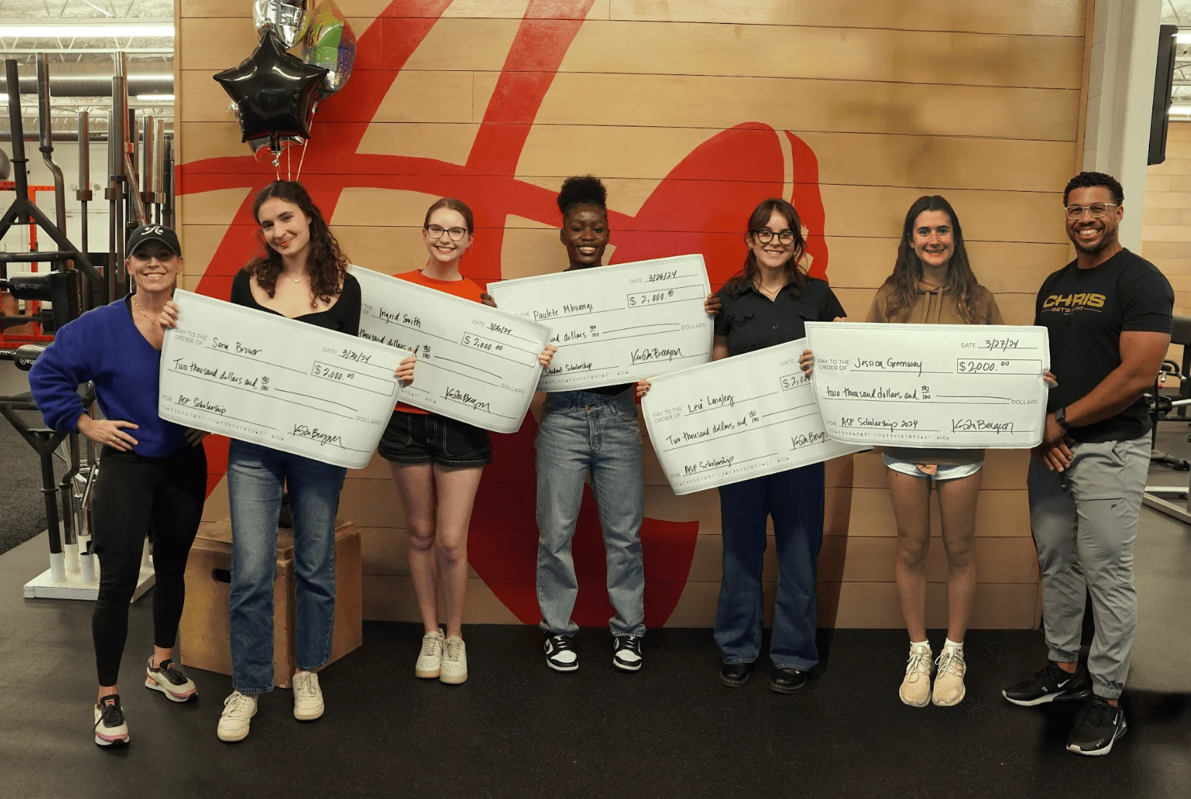 Scholarship recipients with Krista Bergeron and Chris Tejeda