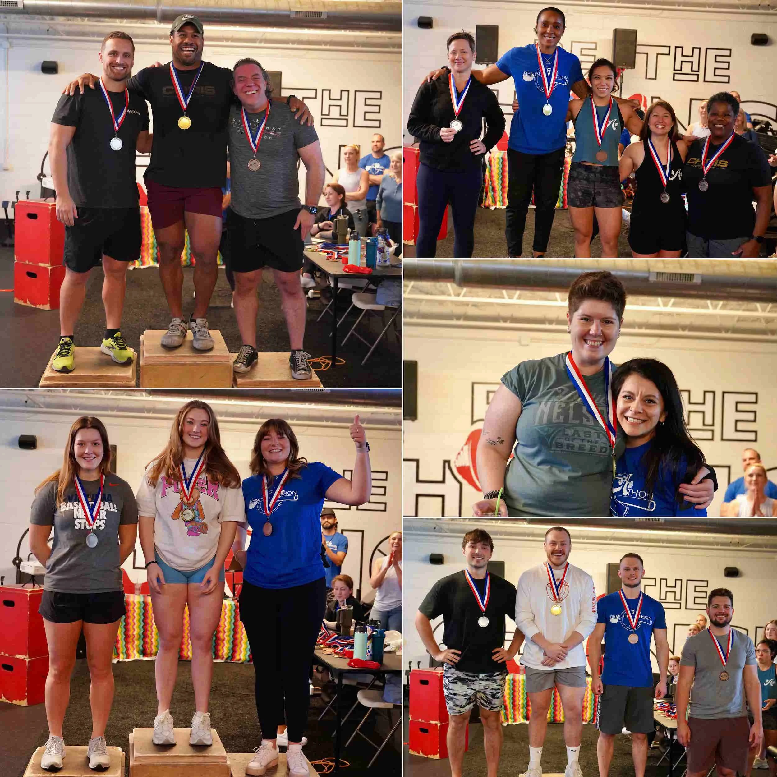 Bench-A-Thon 2024 winners standing on podiums