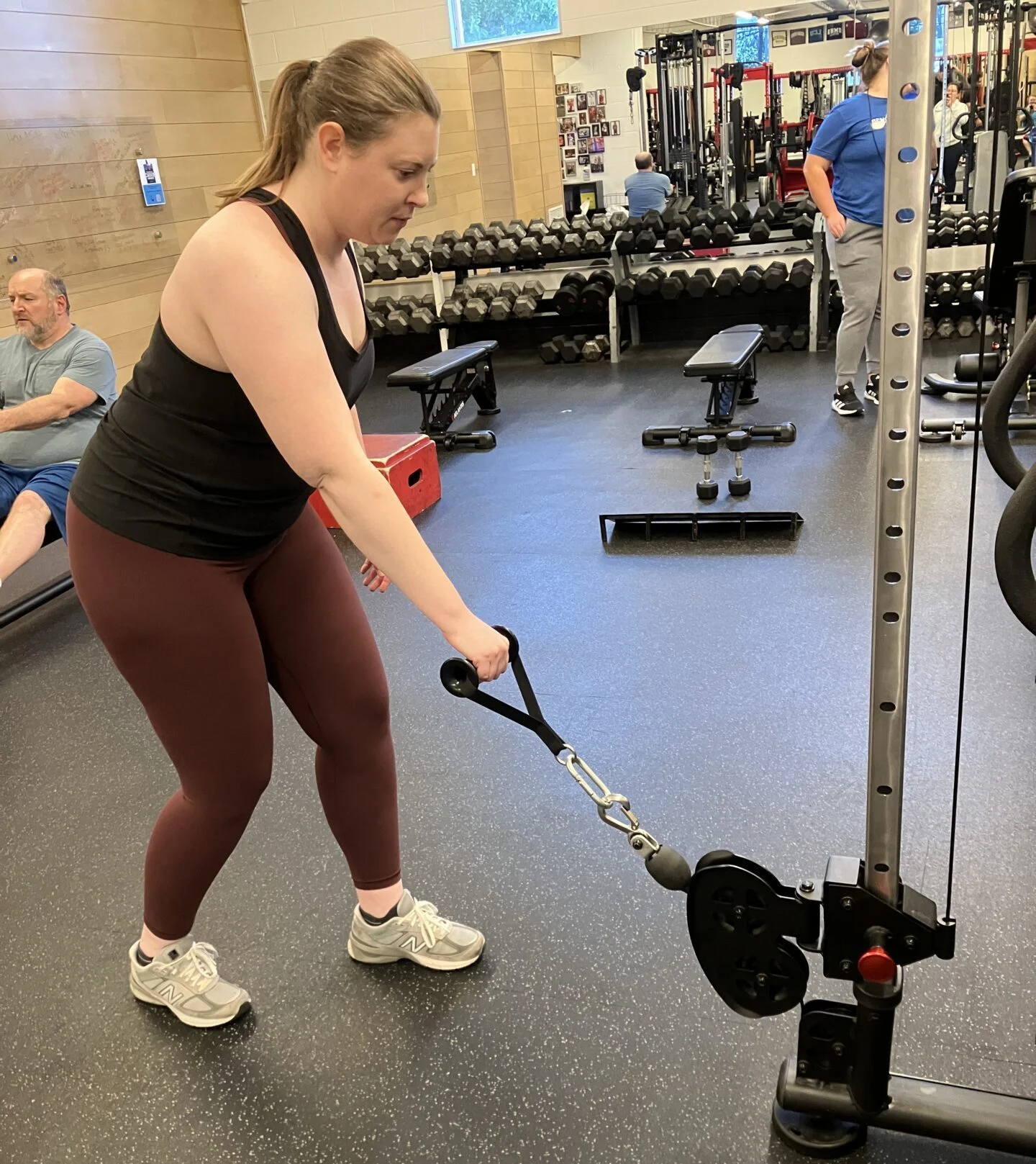 Client highlight Rebecca doing a single arm cable row