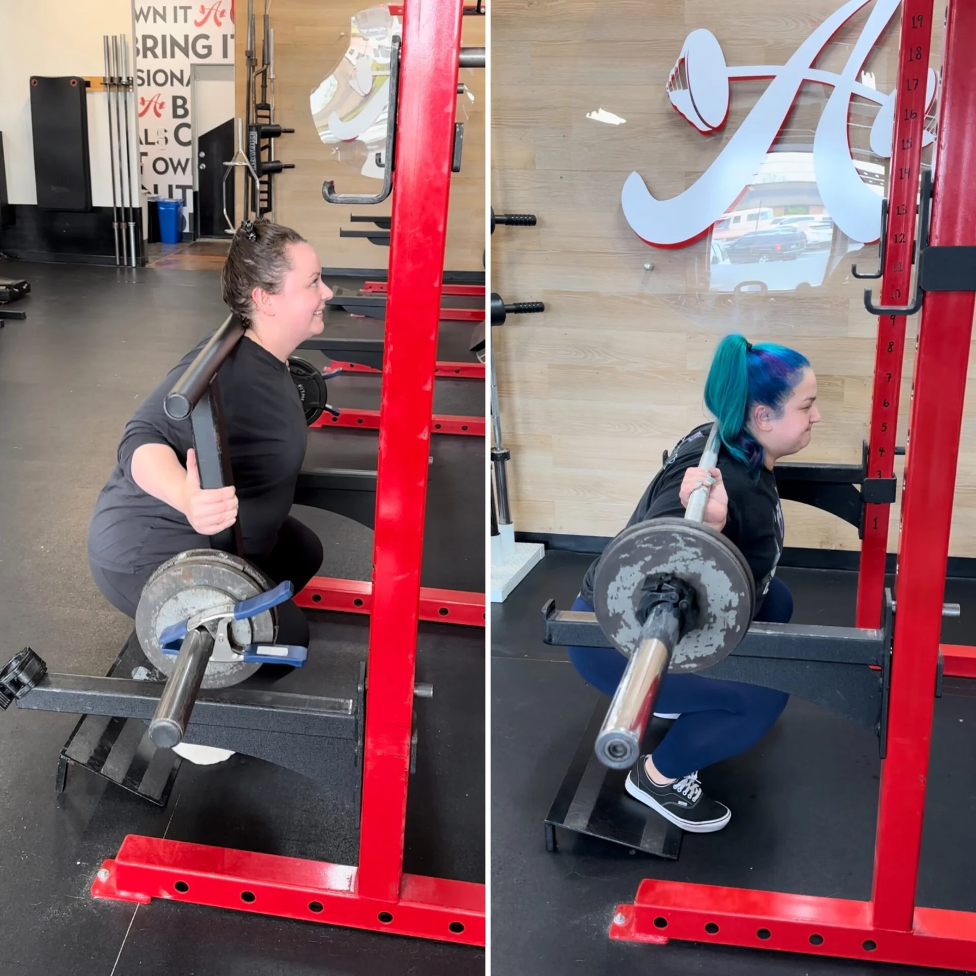 Kelsey and Mary Rae squatting