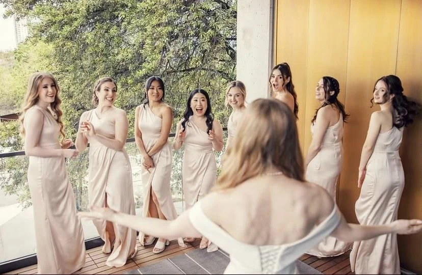 A bridal party at a wedding