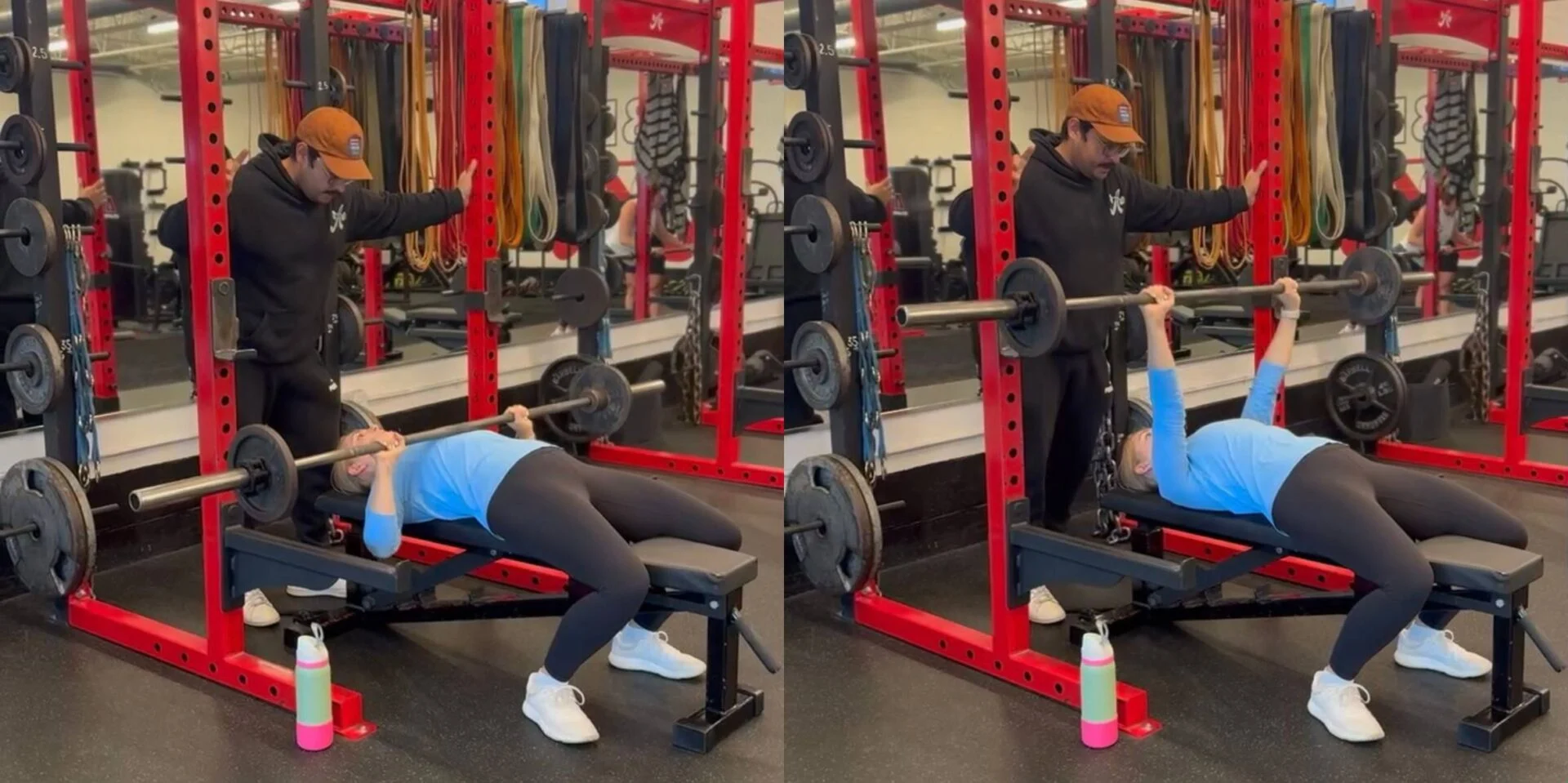 Sara performing a barbell bench press