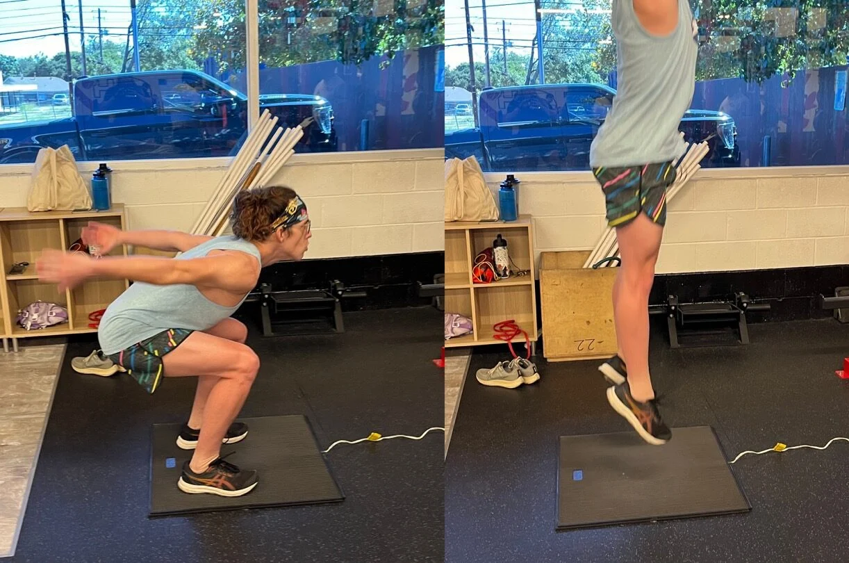 Brock doing the vertical jump test at the Simply Fit Games